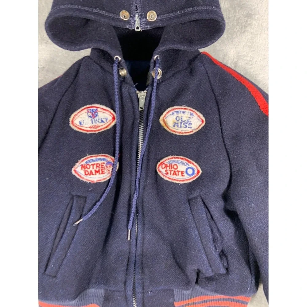 Nordic Pyramid Outerwear Corp Unisex Size 6 Navy Blue Jacket Hooded Wool Knit